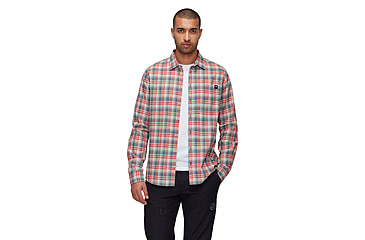 Image of Mammut Trovat Summer Longsleeve Shirt - Mens, Silver Sage-Mammut Red, S, 1015-01610-1310-113