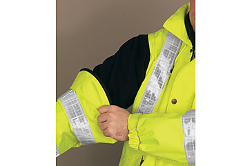 Image of MCR Safety Luminator Reversible Bomber Jacket, PU/Cotton Poly,ANSI Class 3, Attached Hide-Away Hood, Fluorescent Lime, XL, BRCL3LXL