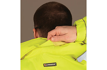 Image of MCR Safety Luminator Reversible Bomber Jacket, PU/Cotton Poly,ANSI Class 3, Attached Hide-Away Hood, Fluorescent Lime, XL, BRCL3LXL