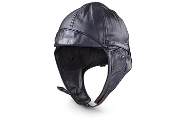 Image of MIL-TEC Leather Aviation Helmet, Black, Extra Large, 12425002-905