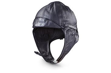 Image of MIL-TEC Leather Aviation Helmet, Black, Small, 12425002-902