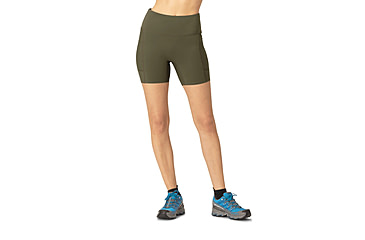 Image of Norrona Senja Equaliser Stretch 6in Tights - Womens, Olive Night/Caviar, Extra Small, 5825-23-3329-XS