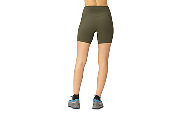 Image of Norrona Senja Equaliser Stretch 6in Tights - Womens, Olive Night/Caviar, Extra Small, 5825-23-3329-XS