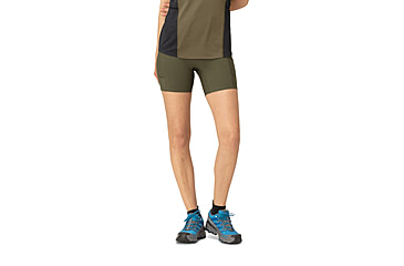 Image of Norrona Senja Equaliser Stretch 6in Tights - Womens, Olive Night/Caviar, Extra Small, 5825-23-3329-XS