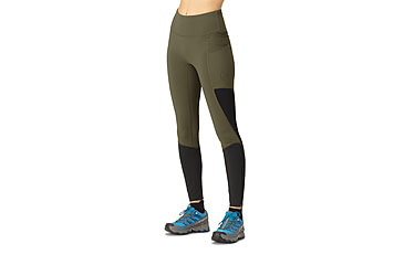 Image of Norrona Senja Equaliser Stretch Tights - Womens, Olive Night/Caviar, Medium, 5808-23-3329-M