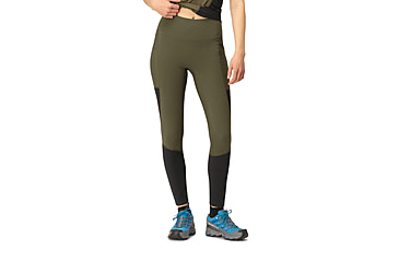 Image of Norrona Senja Equaliser Stretch Tights - Womens, Olive Night/Caviar, Medium, 5808-23-3329-M