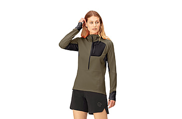 Image of Norrona Senja Warm1 Hoodie - Womens, Olive Night, Medium, 5822-23-3301-M