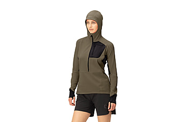 Image of Norrona Senja Warm1 Hoodie - Womens, Olive Night, Medium, 5822-23-3301-M