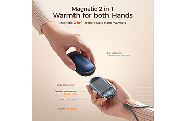 Image of Ocoopa UT3 Liteplus Magnetic Rechargeable Hand Warmers, Blue on Black, UT3053-BU-BK-Plus