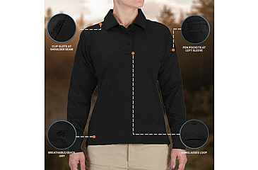 Image of Propper EdgeTec Long Sleeve Polo - Womens, Black, XXL, F58255M001XXL