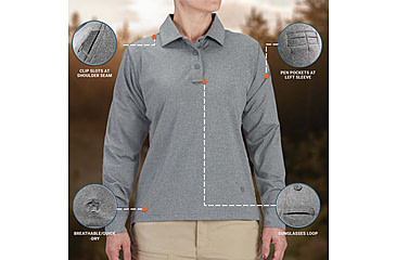 Image of Propper EdgeTec Long Sleeve Polo - Womens, Heather Grey, XL, F58255M023XL
