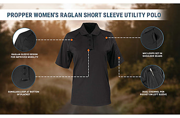 Image of Propper Raglan Utility Short Sleeve Polo - Womens, Charcoal, XL, F530901015XL