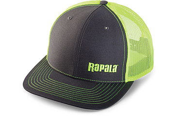 Image of Rapala Trucker Cap, Charcoal/Neon Yellow Mesh Left Logo, RTC106