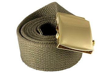 Image of Red Rock Outdoor Gear Cotton Web Belt, 54in, Plated Roller Buckle, Olive w/ Brass, 07-524