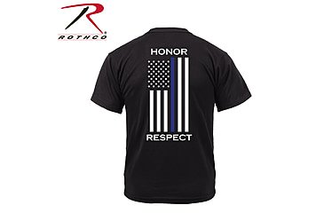 Image of Rothco Honor and Respect 2-Sided Thin Blue Line Flag T-Shirt - Men's, Medium, 1844-M