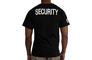 Image of Rothco 2-Sided Security T-Shirt w/US Flag On Sleeve - Mens, Black, Small, 11040-S