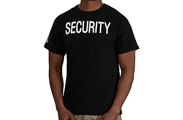Image of Rothco 2-Sided Security T-Shirt w/US Flag On Sleeve - Mens, Black, Small, 11040-S