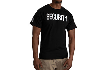 Image of Rothco 2-Sided Security T-Shirt w/US Flag On Sleeve - Mens, Black, Small, 11040-S