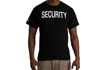 Image of Rothco 2-Sided Security T-Shirt w/US Flag On Sleeve - Mens, Black, Small, 11040-S