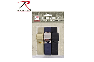 Image of Rothco 54 Inch Military Web Belts in 3 Pack, Khaki / Navy Blue / Black, 44, 44171-KhakiNavyBlueBlack-44Inches