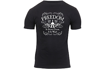 Image of Rothco Athletic Fit Freedom T-Shirt, Mens, Black, Small, 1187-870