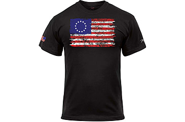 Image of Rothco Colonial Betsy Ross Flag T-Shirt - Mens, Black, Small, 2628-S