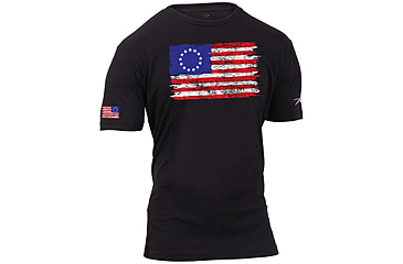 Image of Rothco Colonial Betsy Ross Flag T-Shirt - Black, Small, 2628-S