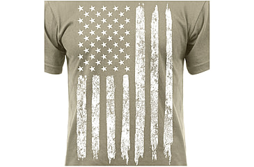 Image of Rothco Distressed US Flag Athletic Fit T-Shirt, Desert Sand, Small, 10870-DesertSand-S