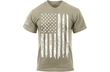 Image of Rothco Distressed US Flag Athletic Fit T-Shirt, Desert Sand, Small, 10870-DesertSand-S