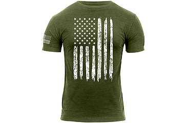 Image of Rothco Distressed US Flag Athletic Fit T-Shirt, Olive Drab, XL, 2832-OliveDrab-XL