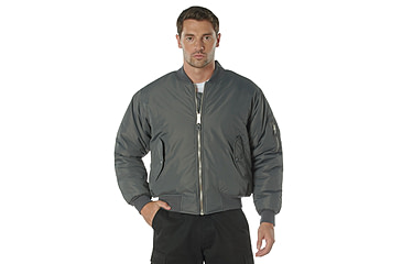 Image of Rothco Enhanced Nylon MA-1 Flight Jacket - Mens, Gunmetal Grey, Extra Large, 72890-GunmetalGrey-XL