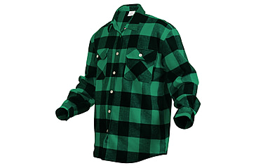 Image of Rothco Extra Heavyweight Buffalo Plaid Flannel Shirts 260, Green Plaid, 5XL, 3742-GreenPlaid-5XL