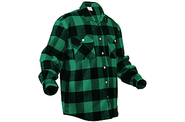 Image of Rothco Extra Heavyweight Buffalo Plaid Flannel Shirts, Green Plaid, M, 4739-GreenPlaid-M