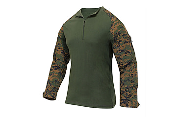Image of Rothco 1/4 Zip Tactical Airsoft Combat Shirt - Men's, Woodland Digital Camo, Small, 10224-WoodlandDigitalCamo-S