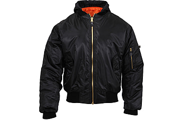 Image of Rothco Hooded MA-1 Flight Jacket, Mens, Black, Extra Large, 7400-051