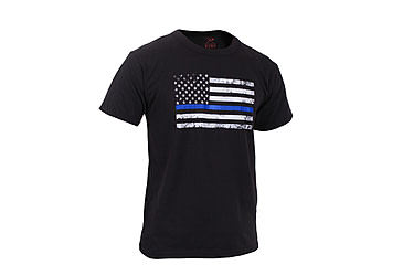Image of Rothco Kids Thin Blue Line US Flag T-Shirt, Extra Small, 6869-XS