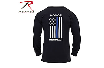 Image of Rothco Thin Blue Line Honor and Respect Long Sleeve T-Shirt - Men's, Small, 4785-S