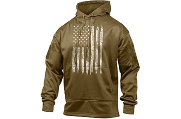 Image of Rothco U.S. Flag Concealed Carry Hoodie - Men's, Coyote Brown, Extra Large, 8081-CoyoteBrown-XL
