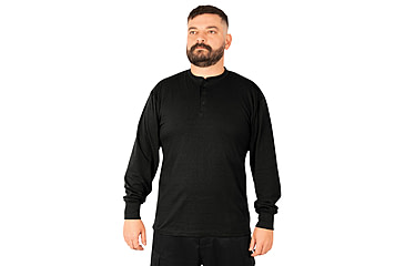 Image of Rothco Long Sleeve Henley T-Shirt - Mens, Black, Medium, 21020-Black-M
