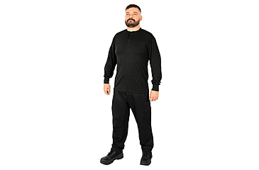 Image of Rothco Long Sleeve Henley T-Shirt - Mens, Black, Medium, 21020-Black-M