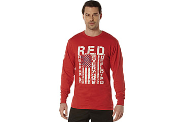 Image of Rothco Long Sleeve R.E.D. Remember Everyone Deployed Athletic Fit T-Shirt - Mens, Red, Small, 11820-Red-S