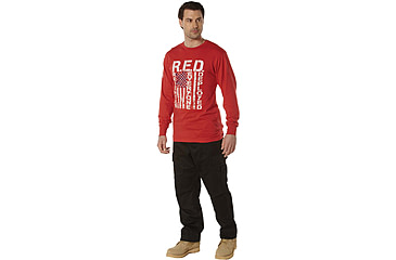 Image of Rothco Long Sleeve R.E.D. Remember Everyone Deployed Athletic Fit T-Shirt - Mens, Red, Small, 11820-Red-S