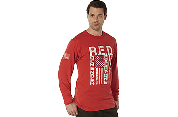 Image of Rothco Long Sleeve R.E.D. Remember Everyone Deployed Athletic Fit T-Shirt - Mens, Red, Small, 11820-Red-S