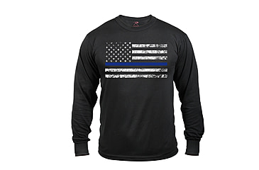 Image of Rothco Long Sleeve Thin Blue Line T-Shirt, M, 3925-M
