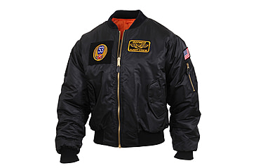 Image of Rothco MA-1 Flight Jacket with Patches, Black, XL, 7250-Black-XL