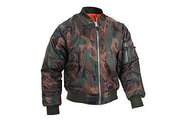 Image of Rothco MA-1 Flight Jacket, Woodland Camo, L, 7332-WoodlandCamo-L