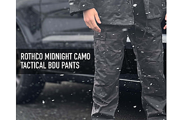 Image of Rothco Midnight Camo Tactical BDU Pants, S 27in-31in Waist, Midnight Black Camo, 12012-MidnightBlackCamo-S27-31Waist