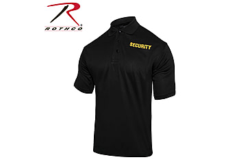 Image of Rothco Moisture Wicking Public Safety Polo Shirt, L, Black W/ Gold Lettering, 2316-BlackWGoldLettering-L
