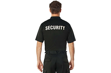 Image of Rothco Moisture Wicking Security Polo Shirt - Mens, Black w/White Lettering, XL, 3216-XL