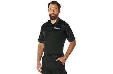 Image of Rothco Moisture Wicking Security Polo Shirt - Mens, Black w/White Lettering, XL, 3216-XL